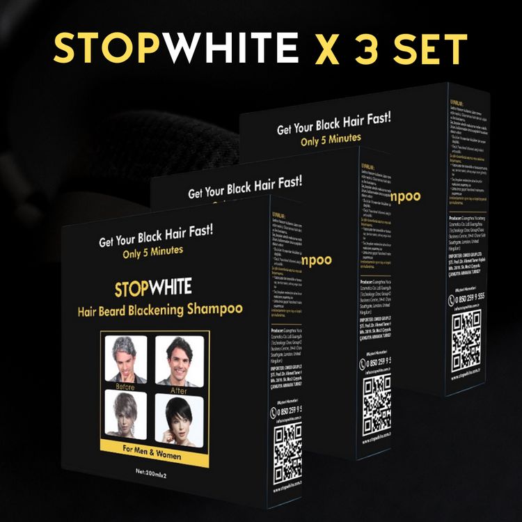 StopWhite Anında Saç Siyahlaştırıcı Şampuan Seti 400 ML X 3 SET