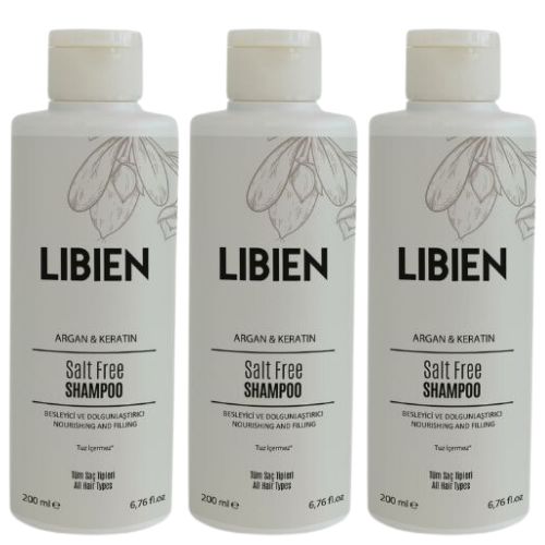 LIBIEN Salt Free Argan & Keratin Shampoo 200 X 3 Adet