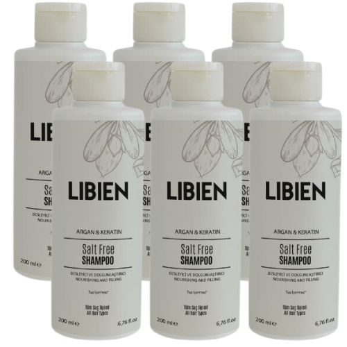 LIBIEN Salt Free Argan & Keratin Shampoo 200 X 6 Adet